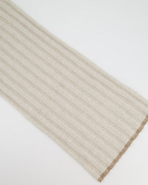 Brunello Cucinelli Taupe Ribbed Cashmere Scarf