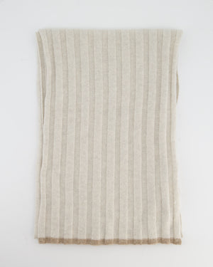Brunello Cucinelli Taupe Ribbed Cashmere Scarf