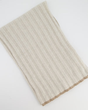 Brunello Cucinelli Taupe Ribbed Cashmere Scarf
