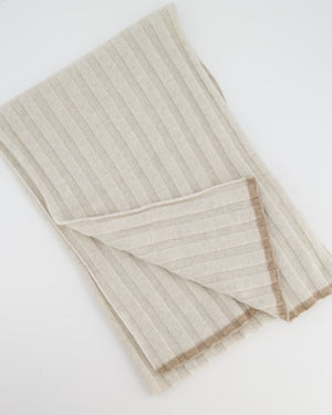 Brunello Cucinelli Taupe Ribbed Cashmere Scarf