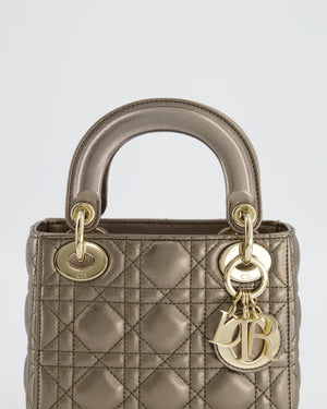 Christian Dior Mini Lady Dior Bag in Metallic Bronze Cannage Quilted Lambskin Leather with Champagne Gold Hardware