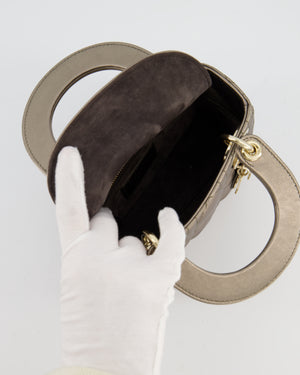 Christian Dior Mini Lady Dior Bag in Metallic Bronze Cannage Quilted Lambskin Leather with Champagne Gold Hardware