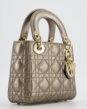 Christian Dior Mini Lady Dior Bag in Metallic Bronze Cannage Quilted Lambskin Leather with Champagne Gold Hardware