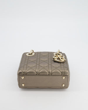 Christian Dior Mini Lady Dior Bag in Metallic Bronze Cannage Quilted Lambskin Leather with Champagne Gold Hardware