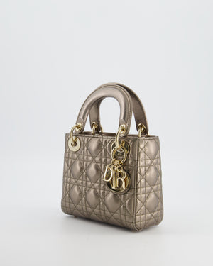 Christian Dior Mini Lady Dior Bag in Metallic Bronze Cannage Quilted Lambskin Leather with Champagne Gold Hardware