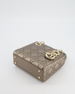 Christian Dior Mini Lady Dior Bag in Metallic Bronze Cannage Quilted Lambskin Leather with Champagne Gold Hardware