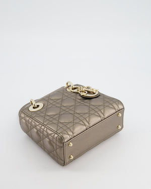 Christian Dior Mini Lady Dior Bag in Metallic Bronze Cannage Quilted Lambskin Leather with Champagne Gold Hardware
