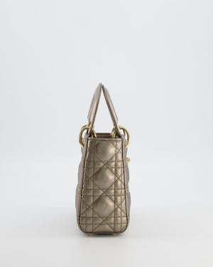 Christian Dior Mini Lady Dior Bag in Metallic Bronze Cannage Quilted Lambskin Leather with Champagne Gold Hardware