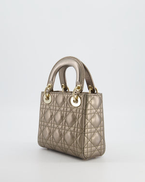 Christian Dior Mini Lady Dior Bag in Metallic Bronze Cannage Quilted Lambskin Leather with Champagne Gold Hardware