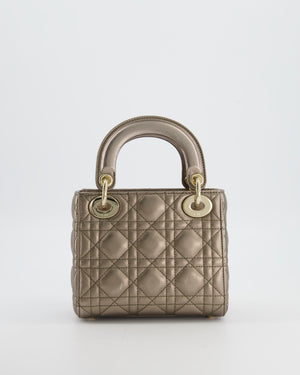 Christian Dior Mini Lady Dior Bag in Metallic Bronze Cannage Quilted Lambskin Leather with Champagne Gold Hardware
