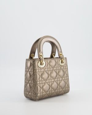 Christian Dior Mini Lady Dior Bag in Metallic Bronze Cannage Quilted Lambskin Leather with Champagne Gold Hardware