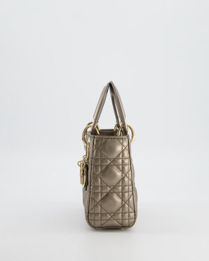Christian Dior Mini Lady Dior Bag in Metallic Bronze Cannage Quilted Lambskin Leather with Champagne Gold Hardware