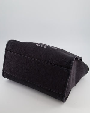 Chanel Deauville Tote Raffia Bag in Black with Gold Hardware