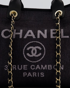 Chanel Deauville Tote Raffia Bag in Black with Gold Hardware