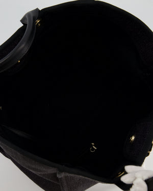 Chanel Deauville Tote Raffia Bag in Black with Gold Hardware