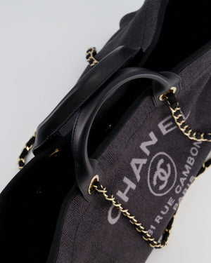 Chanel Deauville Tote Raffia Bag in Black with Gold Hardware