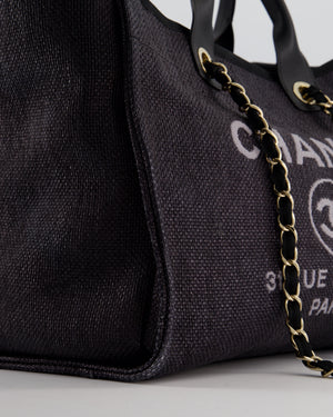 Chanel Deauville Tote Raffia Bag in Black with Gold Hardware