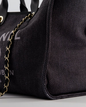 Chanel Deauville Tote Raffia Bag in Black with Gold Hardware