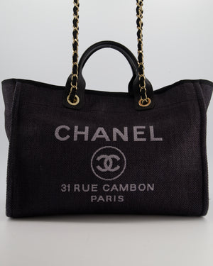 Chanel Deauville Tote Raffia Bag in Black with Gold Hardware