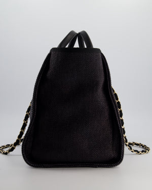 Chanel Deauville Tote Raffia Bag in Black with Gold Hardware