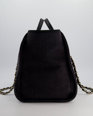 Chanel Deauville Tote Raffia Bag in Black with Gold Hardware