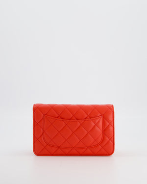 Chanel Red Wallet on Chain Bag in Caviar Leather with Champagne Gold Hardware