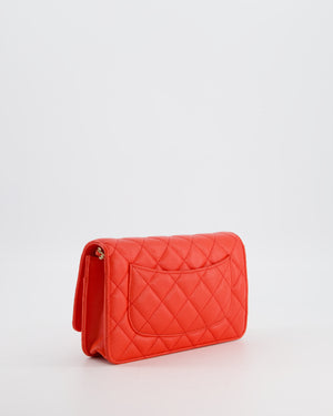 Chanel Red Wallet on Chain Bag in Caviar Leather with Champagne Gold Hardware
