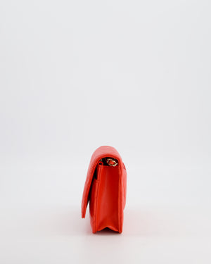 Chanel Red Wallet on Chain Bag in Caviar Leather with Champagne Gold Hardware