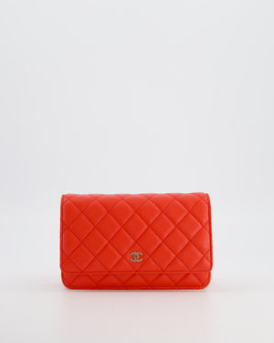 Chanel Red Wallet on Chain Bag in Caviar Leather with Champagne Gold Hardware