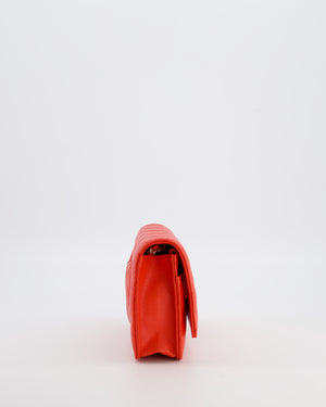 Chanel Red Wallet on Chain Bag in Caviar Leather with Champagne Gold Hardware