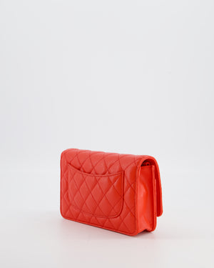 Chanel Red Wallet on Chain Bag in Caviar Leather with Champagne Gold Hardware