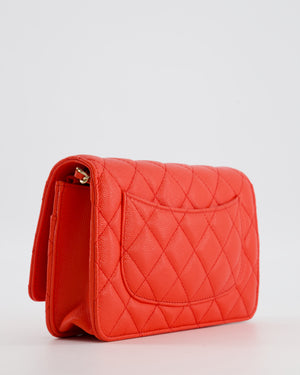Chanel Red Wallet on Chain Bag in Caviar Leather with Champagne Gold Hardware
