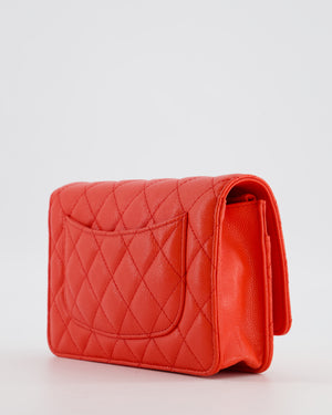 Chanel Red Wallet on Chain Bag in Caviar Leather with Champagne Gold Hardware
