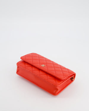 Chanel Red Wallet on Chain Bag in Caviar Leather with Champagne Gold Hardware