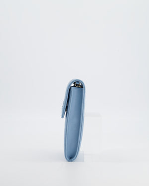 Chanel Sky Blue Phone Holder Cross-Body Bag with Airpod Pouch in Caviar Leather with Champagne Gold Hardware