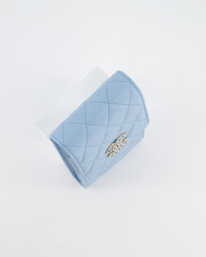 Chanel Sky Blue Phone Holder Cross-Body Bag with Airpod Pouch in Caviar Leather with Champagne Gold Hardware