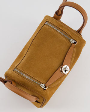 *RARE* Hermès Mini Lindy Grizzly Bag in Gold Suede and Swift Leather with Palladium Hardware
