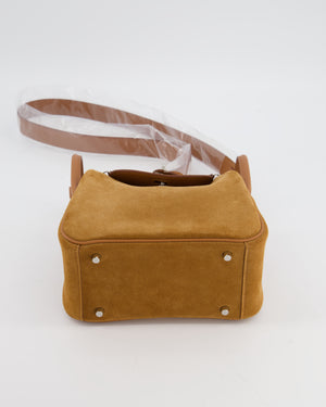*RARE* Hermès Mini Lindy Grizzly Bag in Gold Suede and Swift Leather with Palladium Hardware