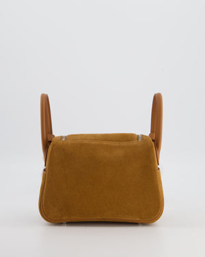 *RARE* Hermès Mini Lindy Grizzly Bag in Gold Suede and Swift Leather with Palladium Hardware