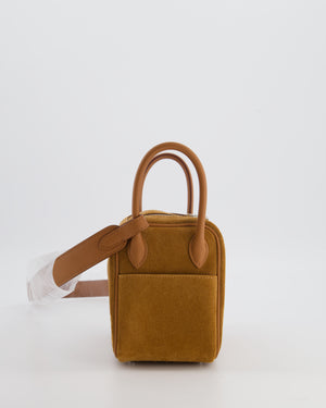 *RARE* Hermès Mini Lindy Grizzly Bag in Gold Suede and Swift Leather with Palladium Hardware