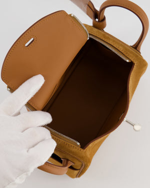 *RARE* Hermès Mini Lindy Grizzly Bag in Gold Suede and Swift Leather with Palladium Hardware