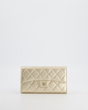 Chanel Metallic Champagne Gold Lambskin Leather Wallet with Champagne Gold Hardware