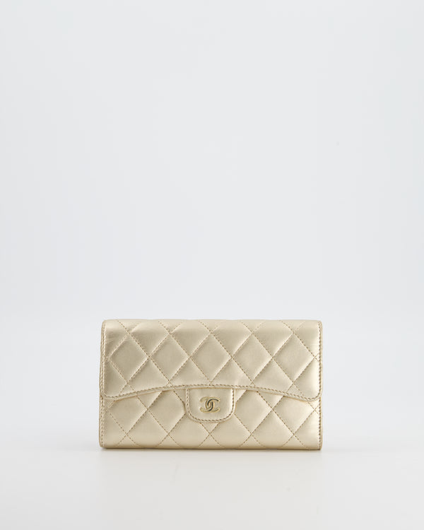 Chanel Metallic Champagne Gold Lambskin Leather Wallet with Champagne Gold Hardware