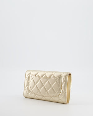 Chanel Metallic Champagne Gold Lambskin Leather Wallet with Champagne Gold Hardware