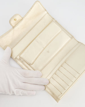 Chanel Metallic Champagne Gold Lambskin Leather Wallet with Champagne Gold Hardware