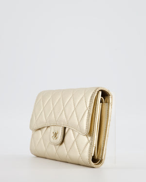 Chanel Metallic Champagne Gold Lambskin Leather Wallet with Champagne Gold Hardware
