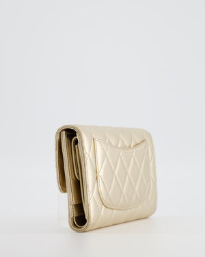 Chanel Metallic Champagne Gold Lambskin Leather Wallet with Champagne Gold Hardware