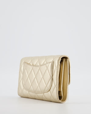 Chanel Metallic Champagne Gold Lambskin Leather Wallet with Champagne Gold Hardware