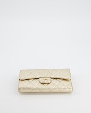 Chanel Metallic Champagne Gold Lambskin Leather Wallet with Champagne Gold Hardware