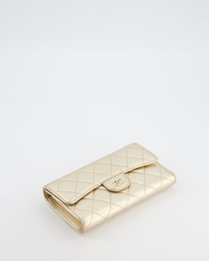 Chanel Metallic Champagne Gold Lambskin Leather Wallet with Champagne Gold Hardware